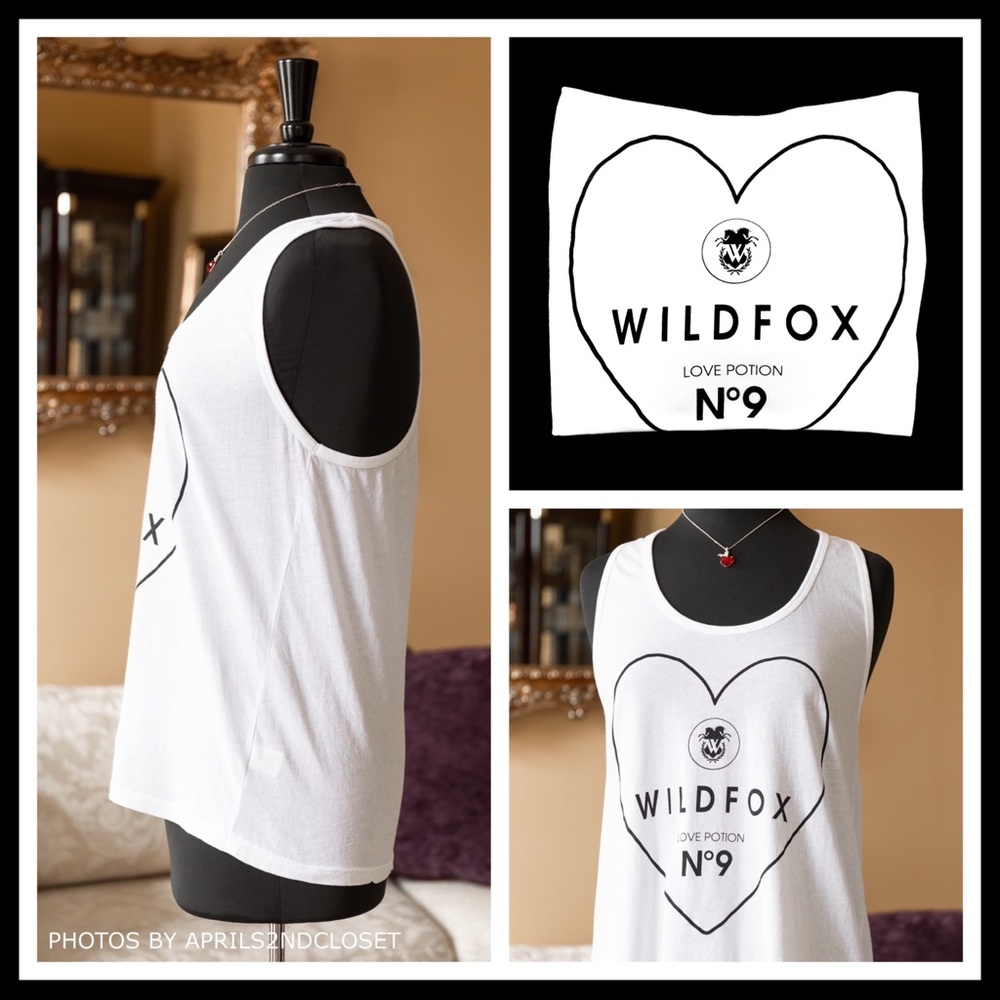 WILDFOX WHITE TANK TOP LOVE POTION BOHO TEE - Picture 4 of 8